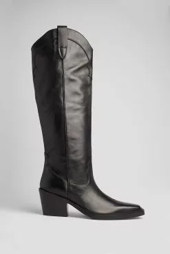 NA-KD Shoes Leather Knee High Western Boots