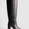 NA-KD Shoes Leather Pointy Block Heel Boots