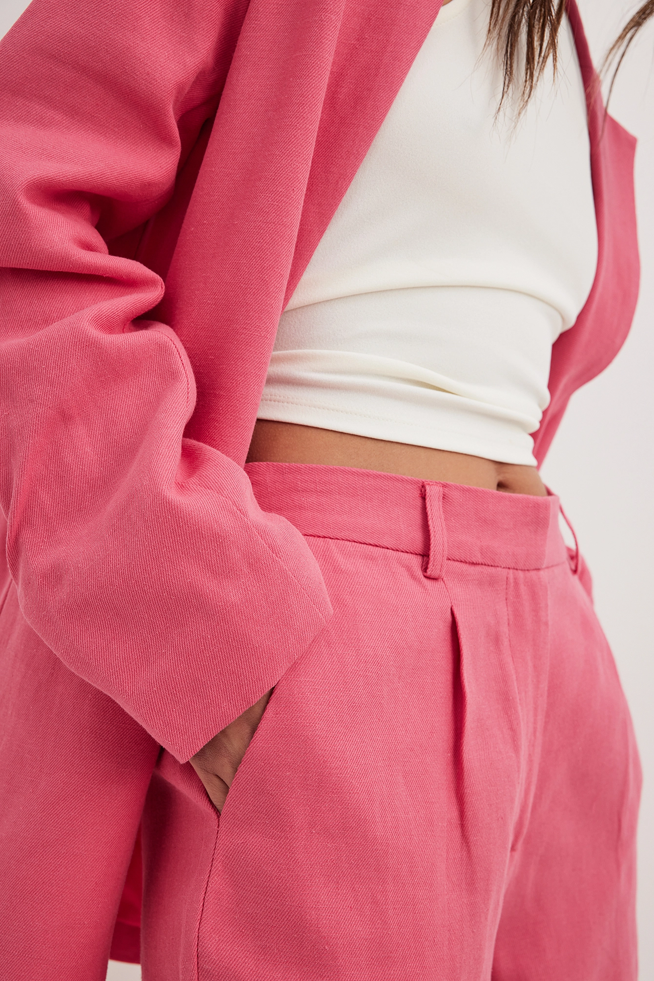 NA-KD Classic Linen-Blend High Waist Suit Pants - Image 10