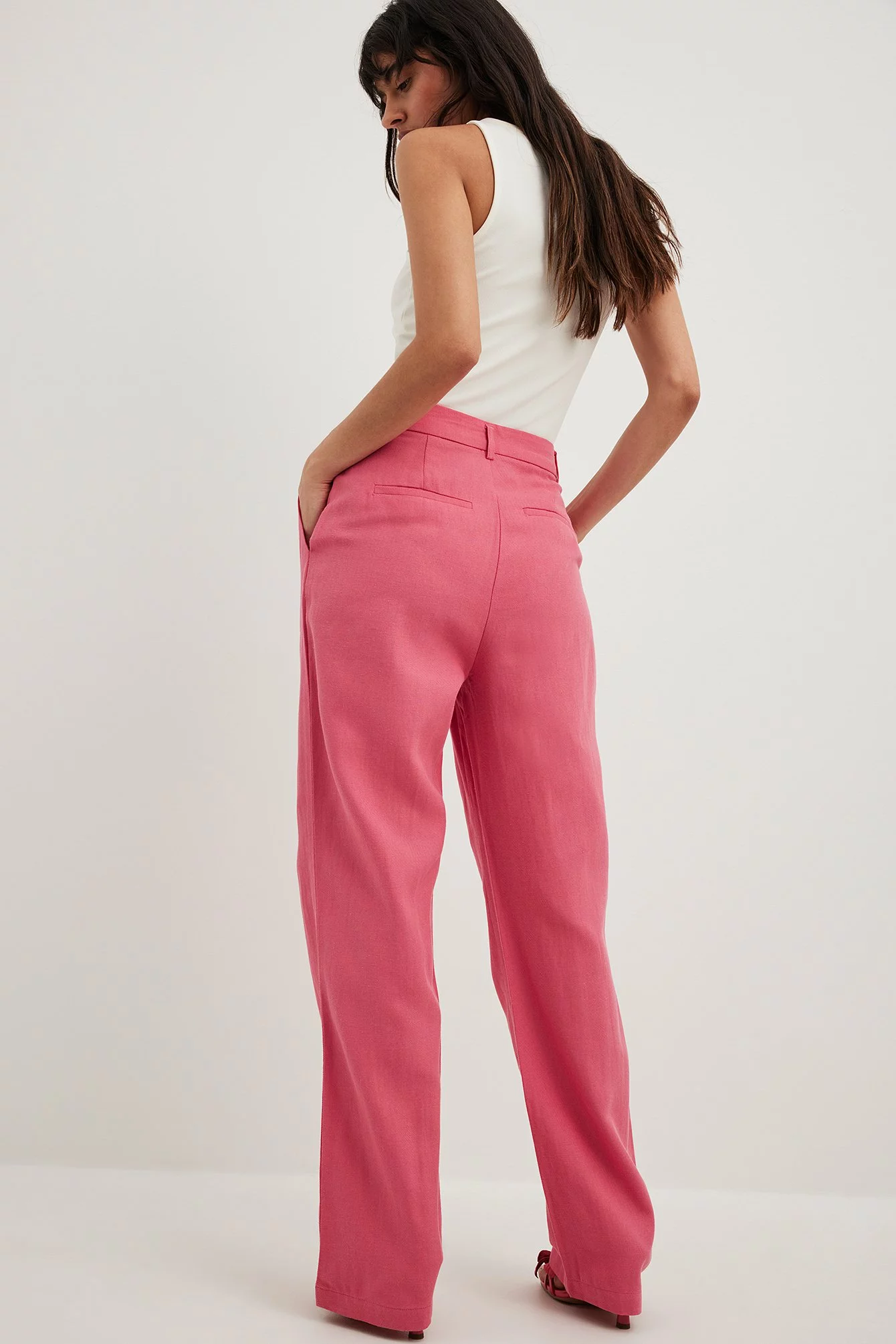 NA-KD Classic Linen-Blend High Waist Suit Pants - Image 8