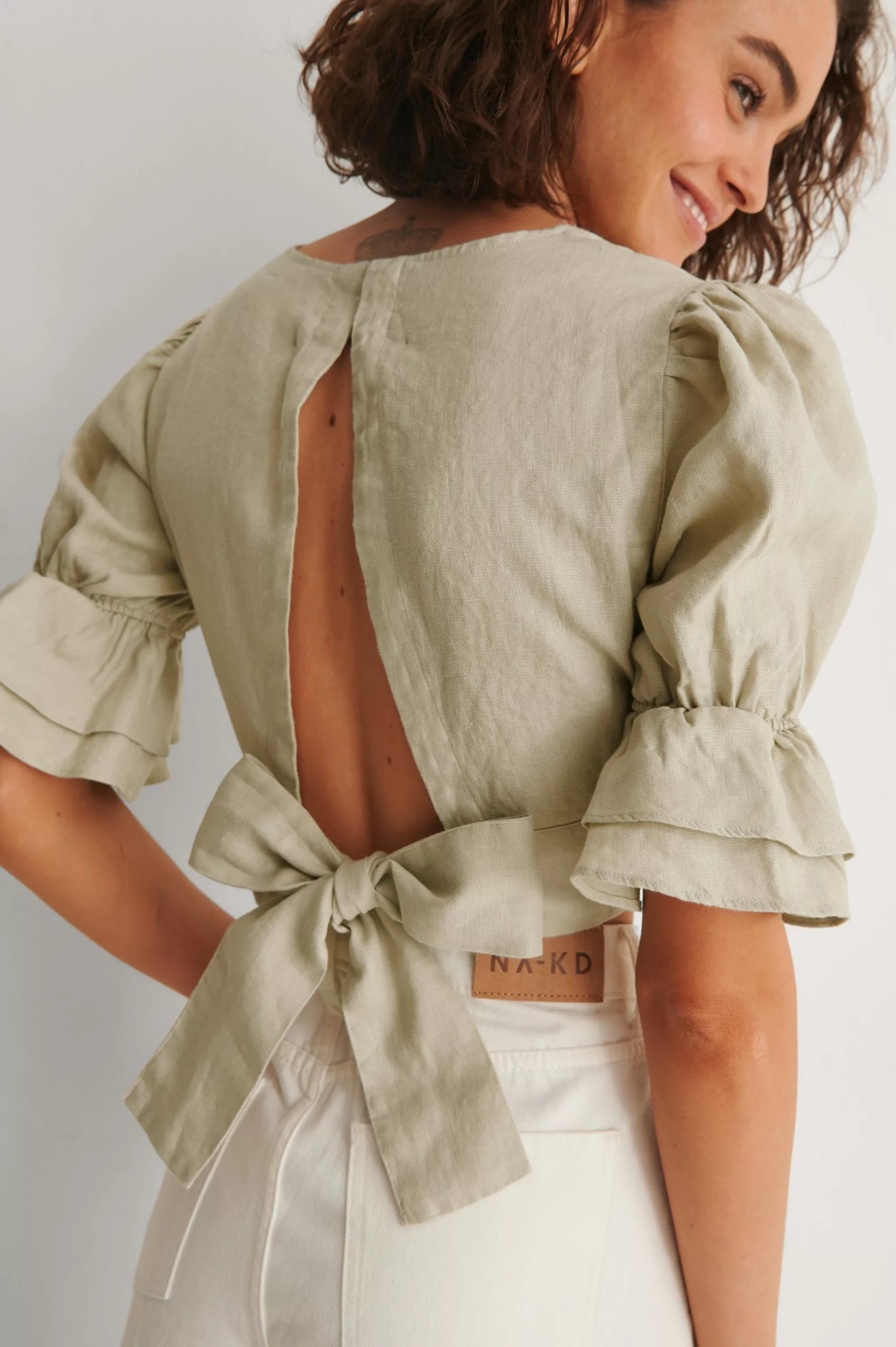 NA-KD Linen Tie Back Top - Image 19