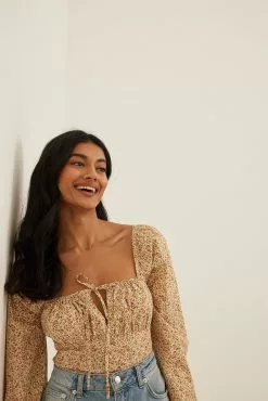 NA-KD Long Sleeve Cotton Blouse