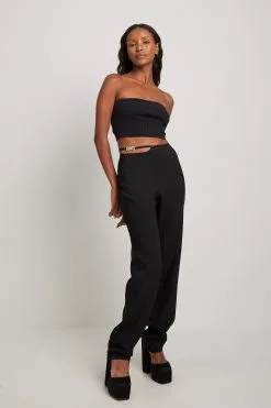 NA-KD Party Low Waist Strap Detailed Pants