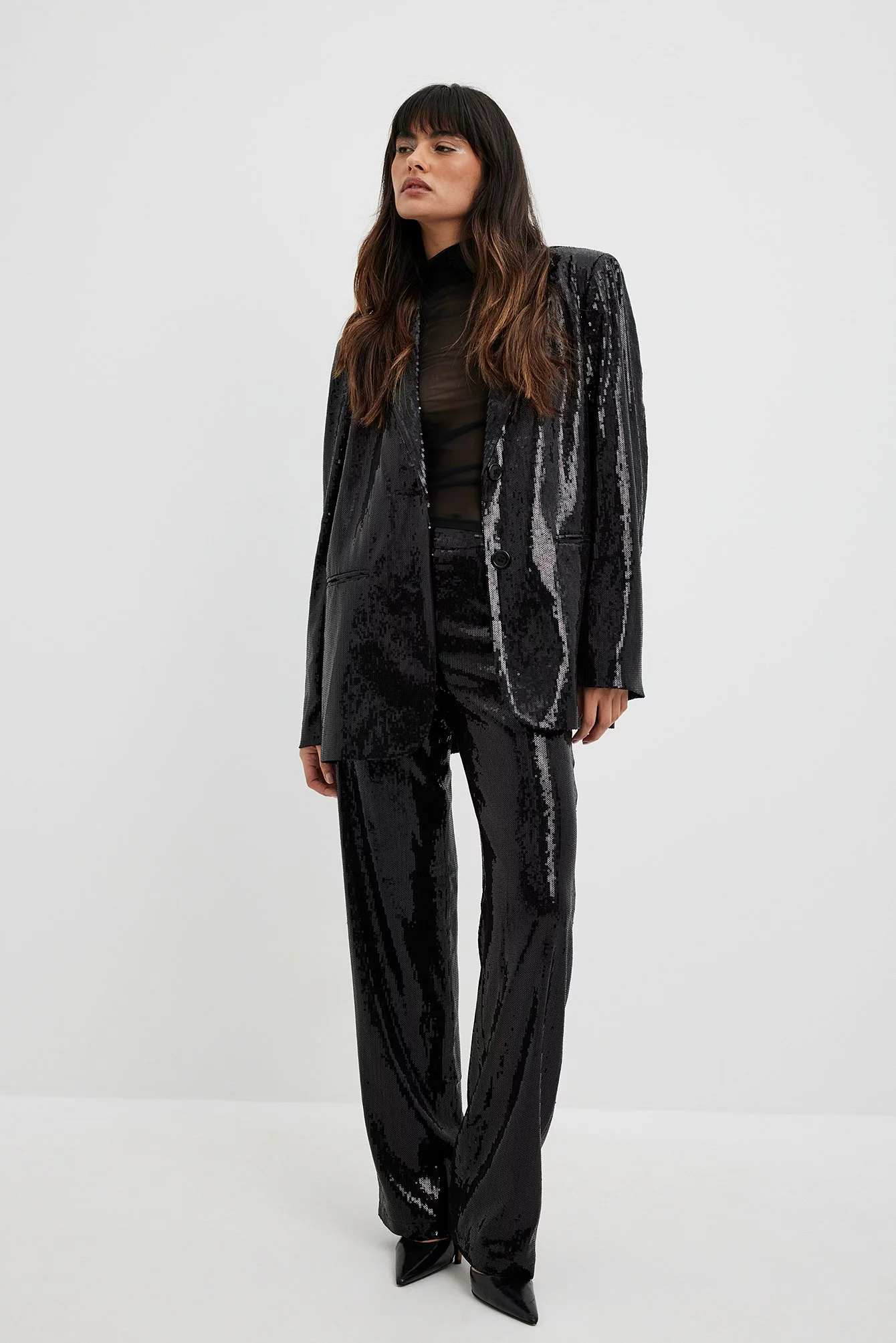 NA-KD Mid Waist Loose Sequin Pants - Image 7