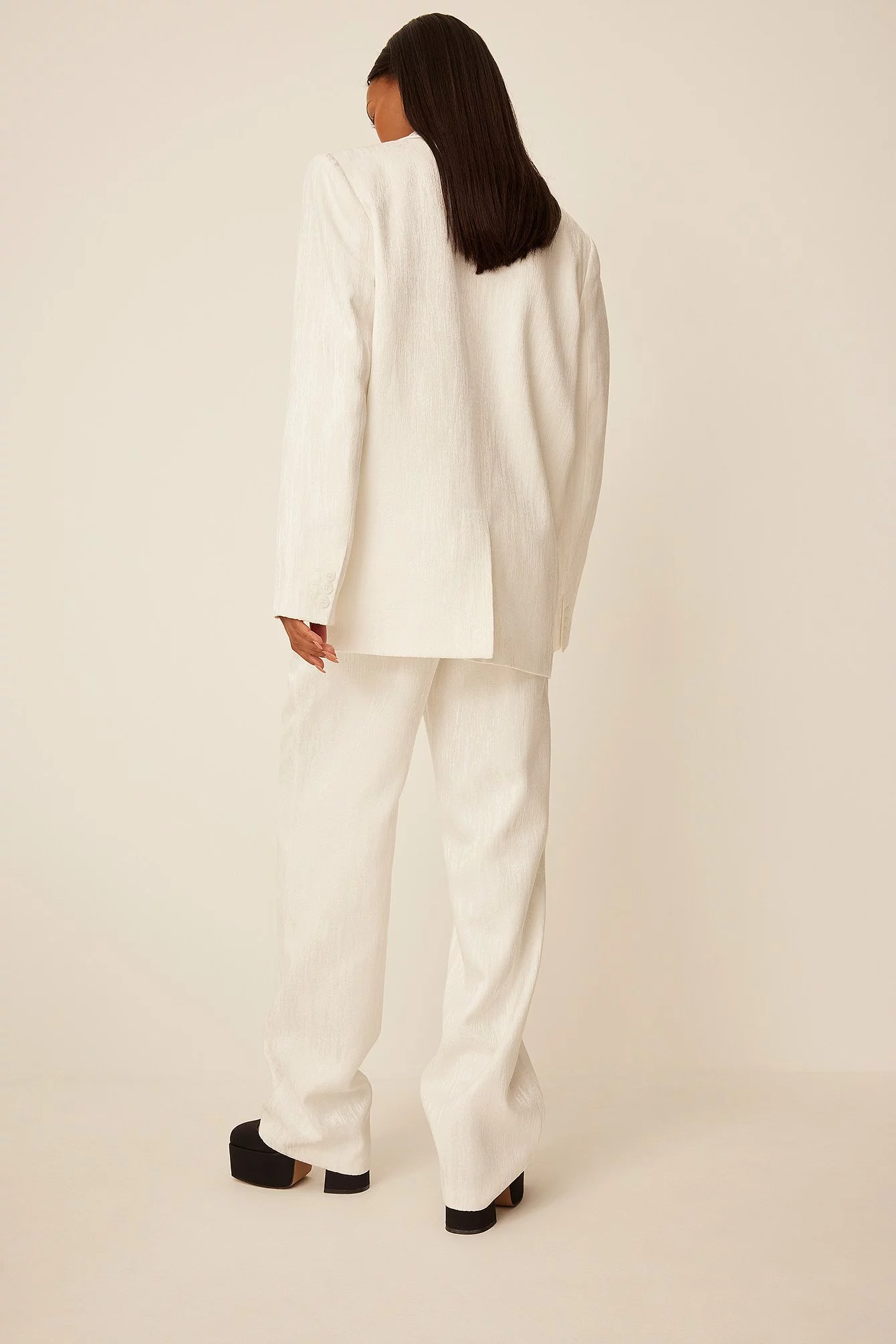 Moa Mattsson X NA-KD Mid Waist Shiny Detail Trousers - Image 2