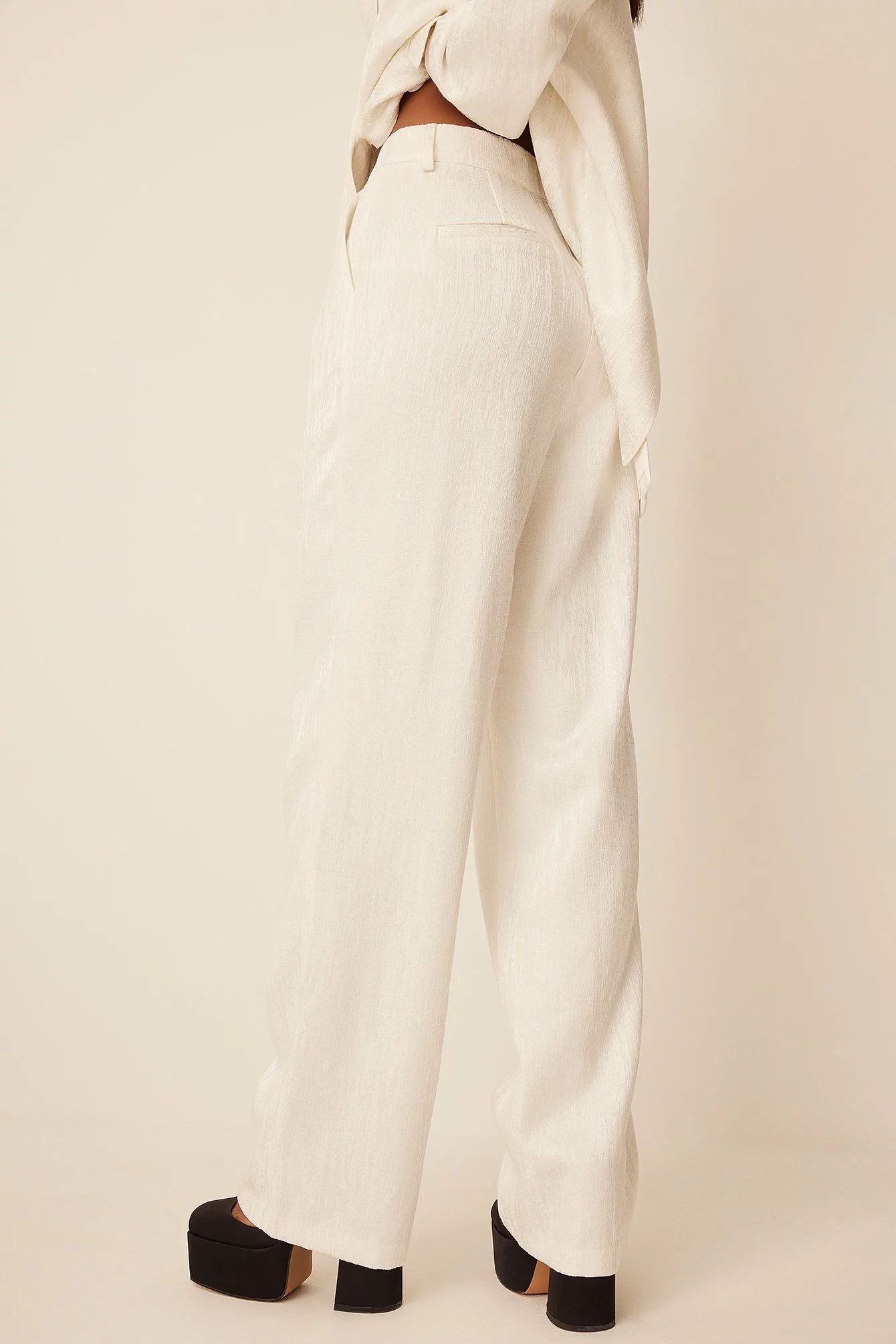 Moa Mattsson X NA-KD Mid Waist Shiny Detail Trousers - Image 3
