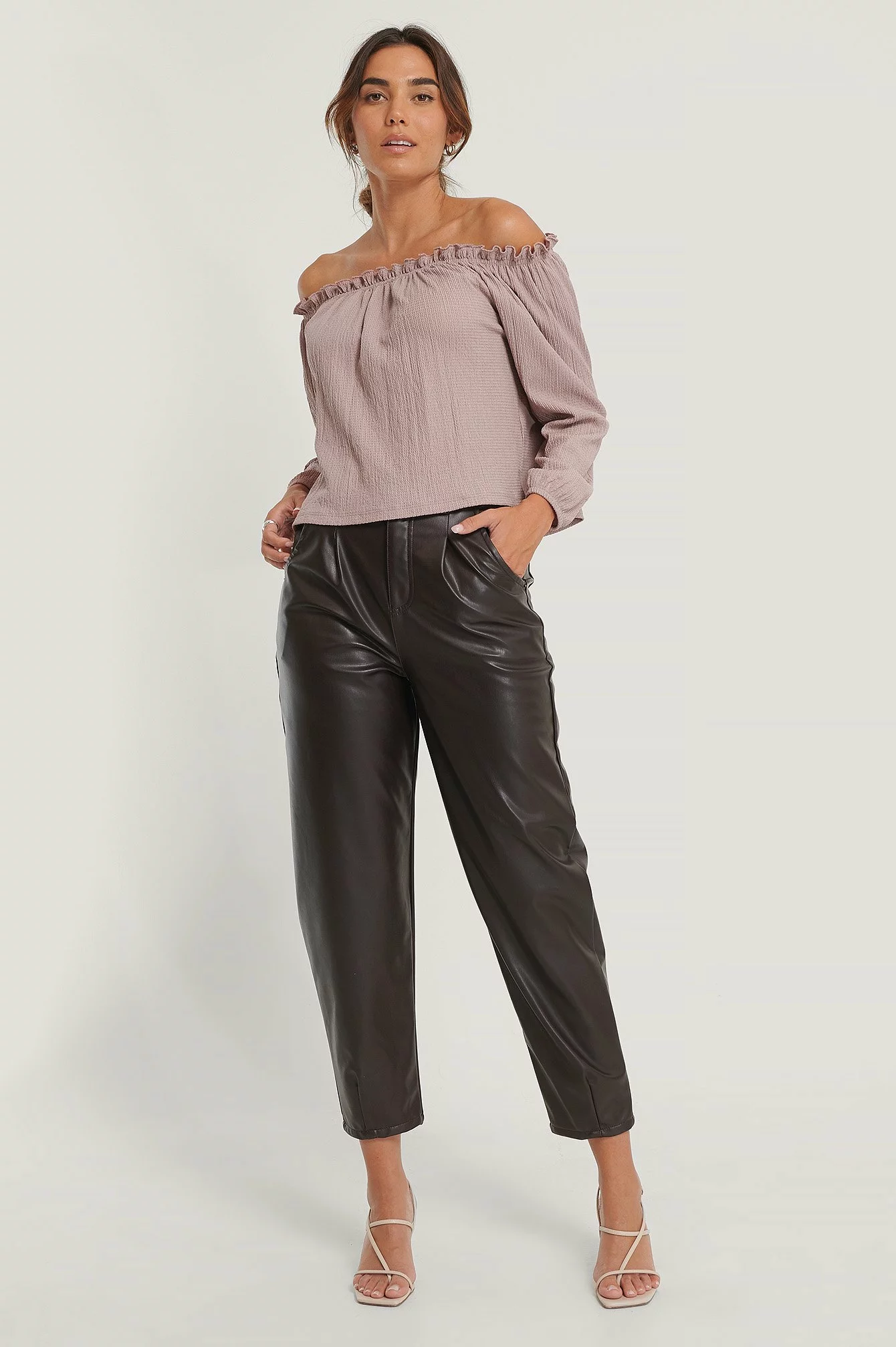 NA-KD Off Shoulder Crepe Top - Image 3