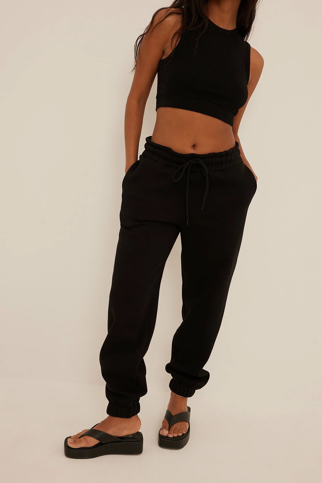 NA-KD Basic Brushed Drawstring Sweatpants - Image 4