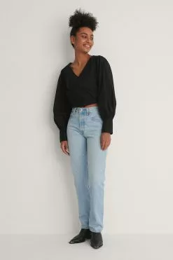 NA-KD Overlap Cotton Blouse