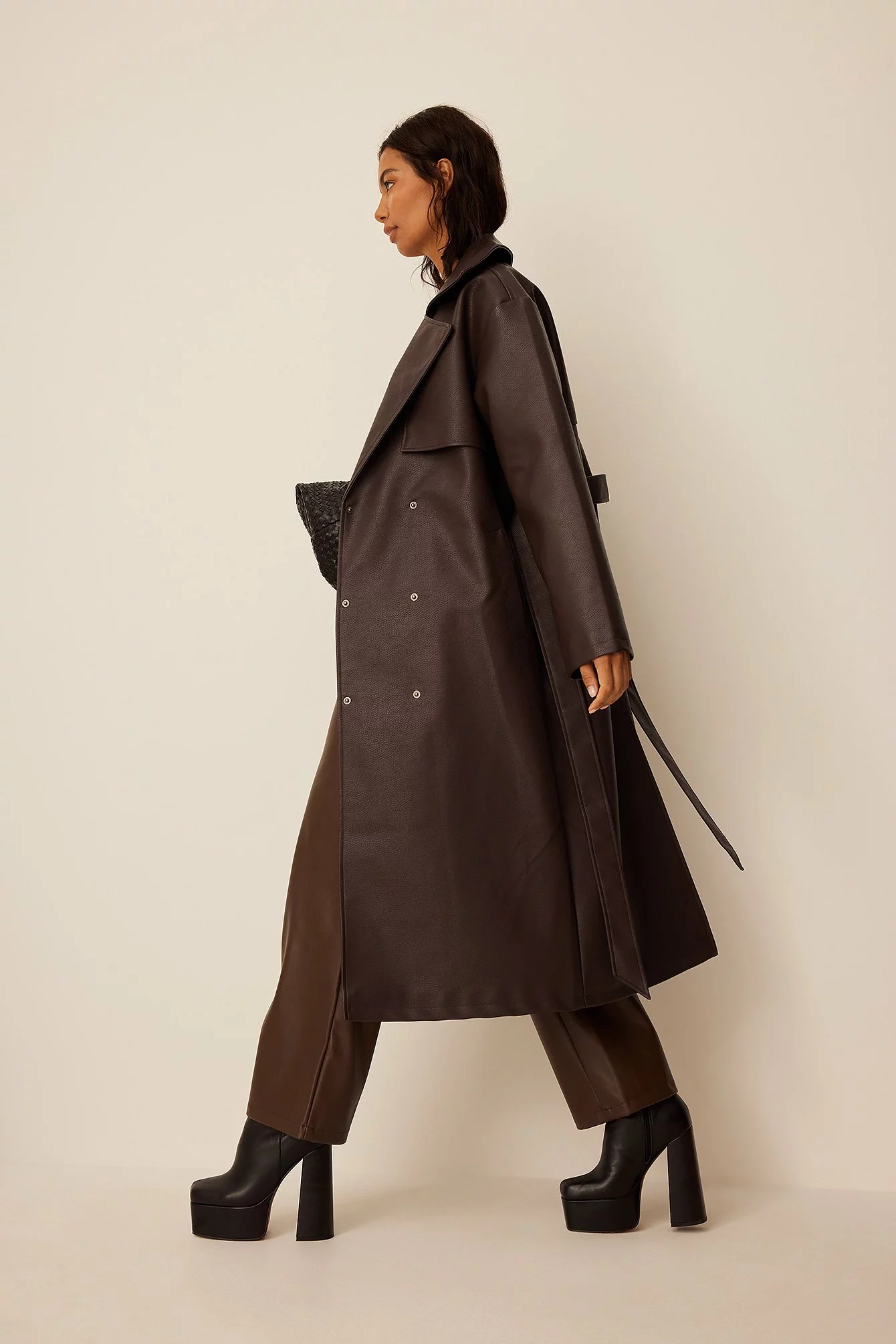 NA-KD Trend Oversized PU Trenccoat