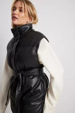 NA-KD Padded Belted Pu Vest
