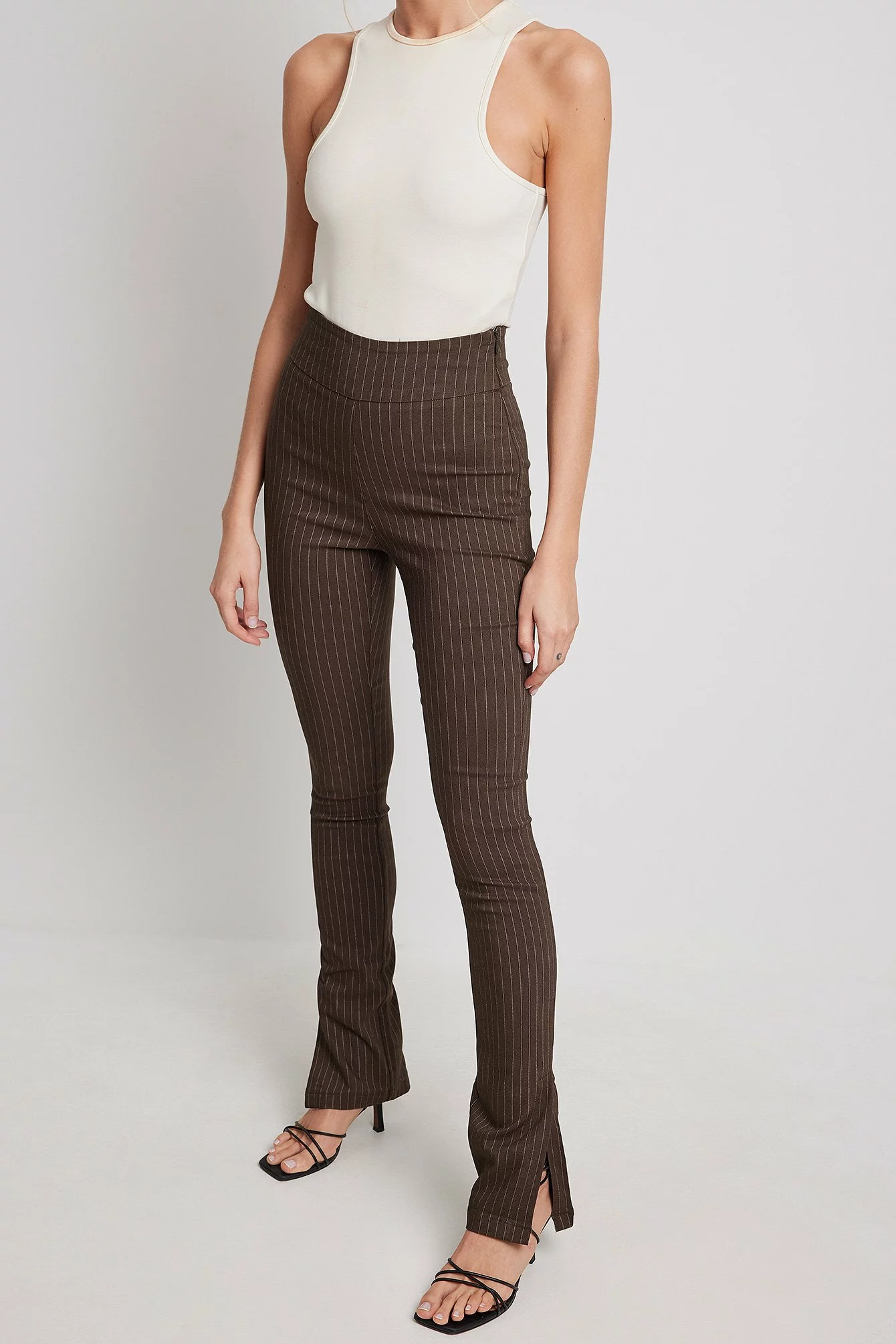 NA-KD Classic Pinstriped Stretch Slit Pants - Image 6