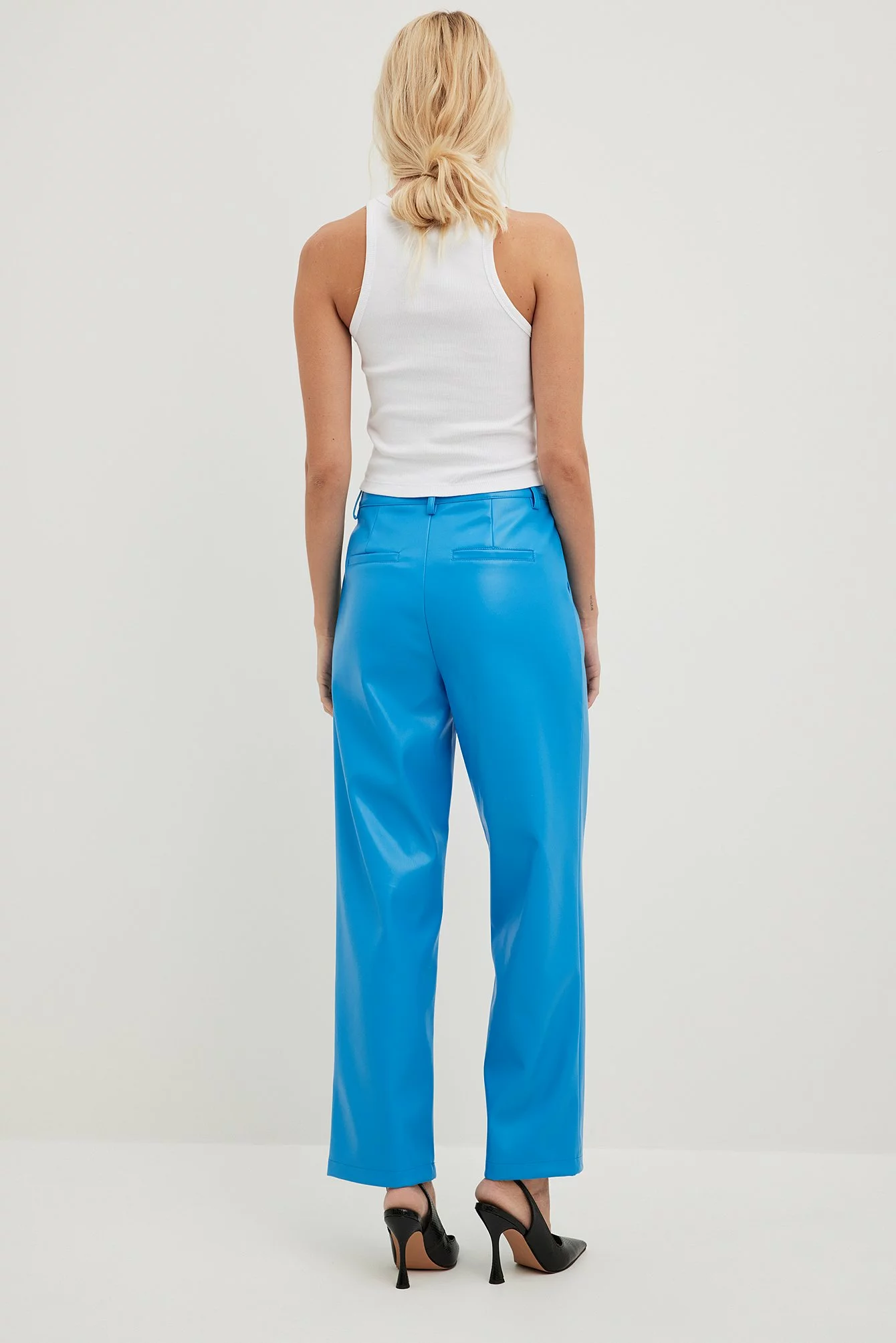 Karoline Dall X NA-KD Pleat Detail PU Trousers - Image 2