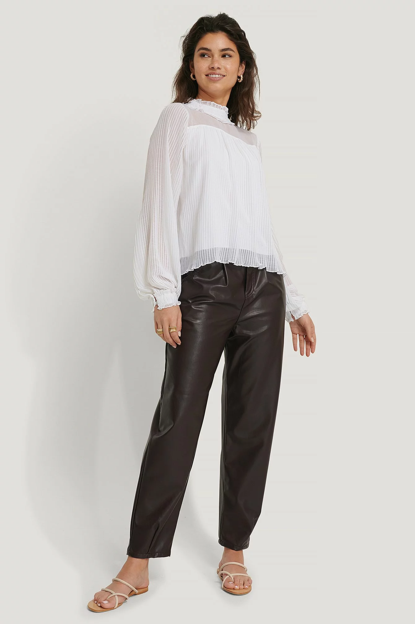 NA-KD Party Pleated Frill Neck Blouse - Image 4