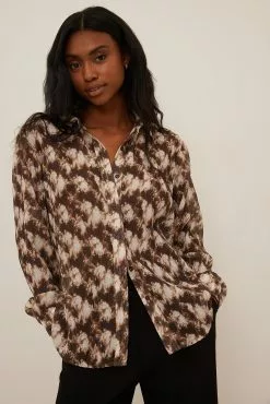 NA-KD Trend Pleated Print Shirt