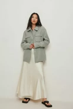 NA-KD Trend Recycled Press Button Overshirt