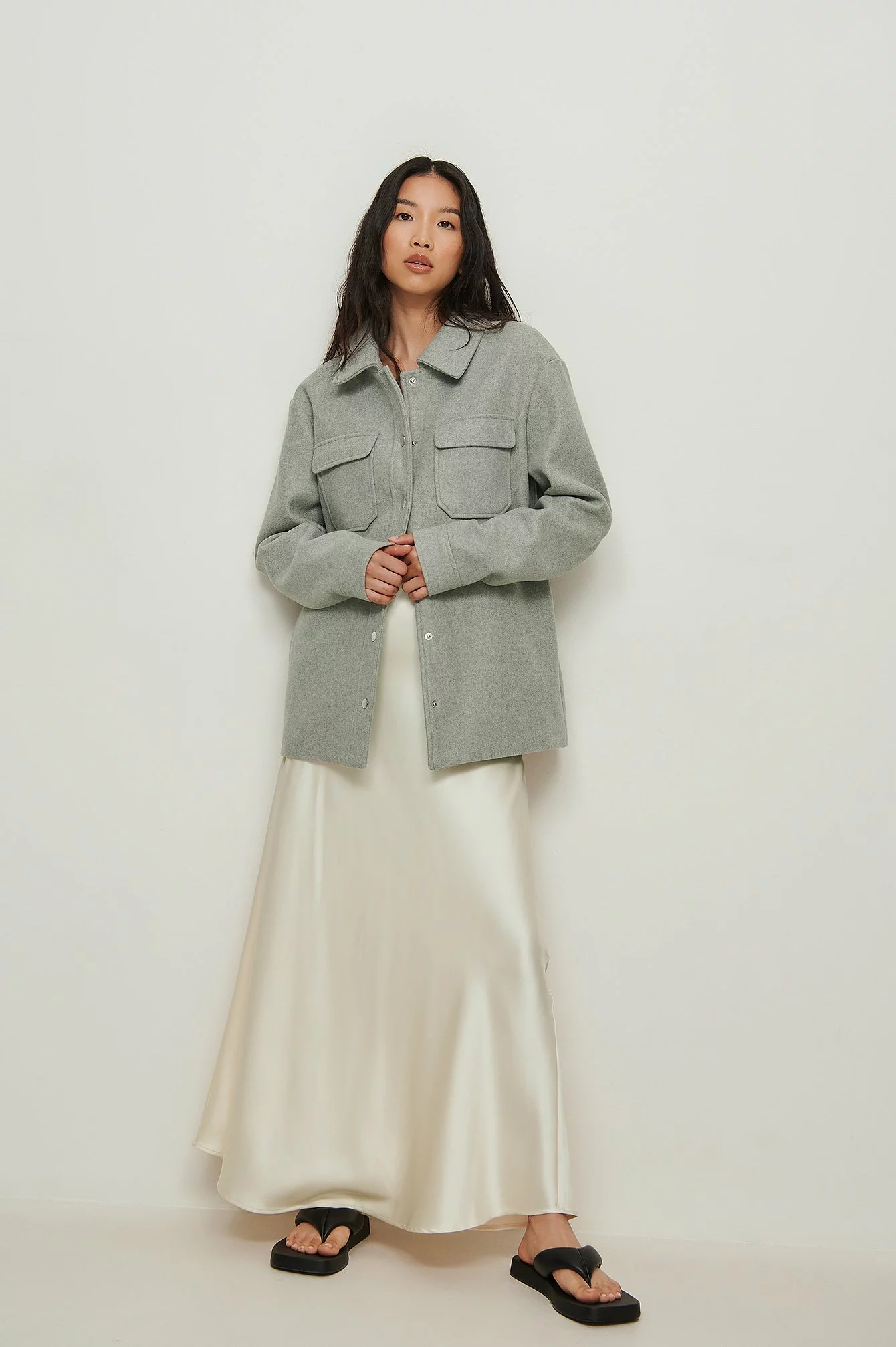 NA-KD Trend Recycled Press Button Overshirt