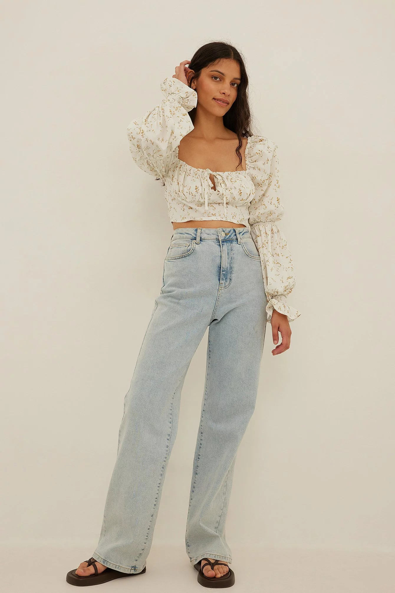 NA-KD Printed Tie Front Blouse - Image 8