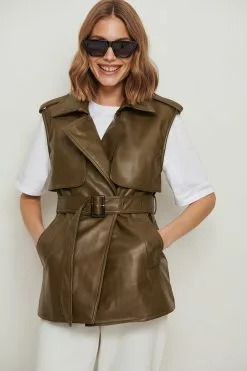 NA-KD Trend PU Belted Vest