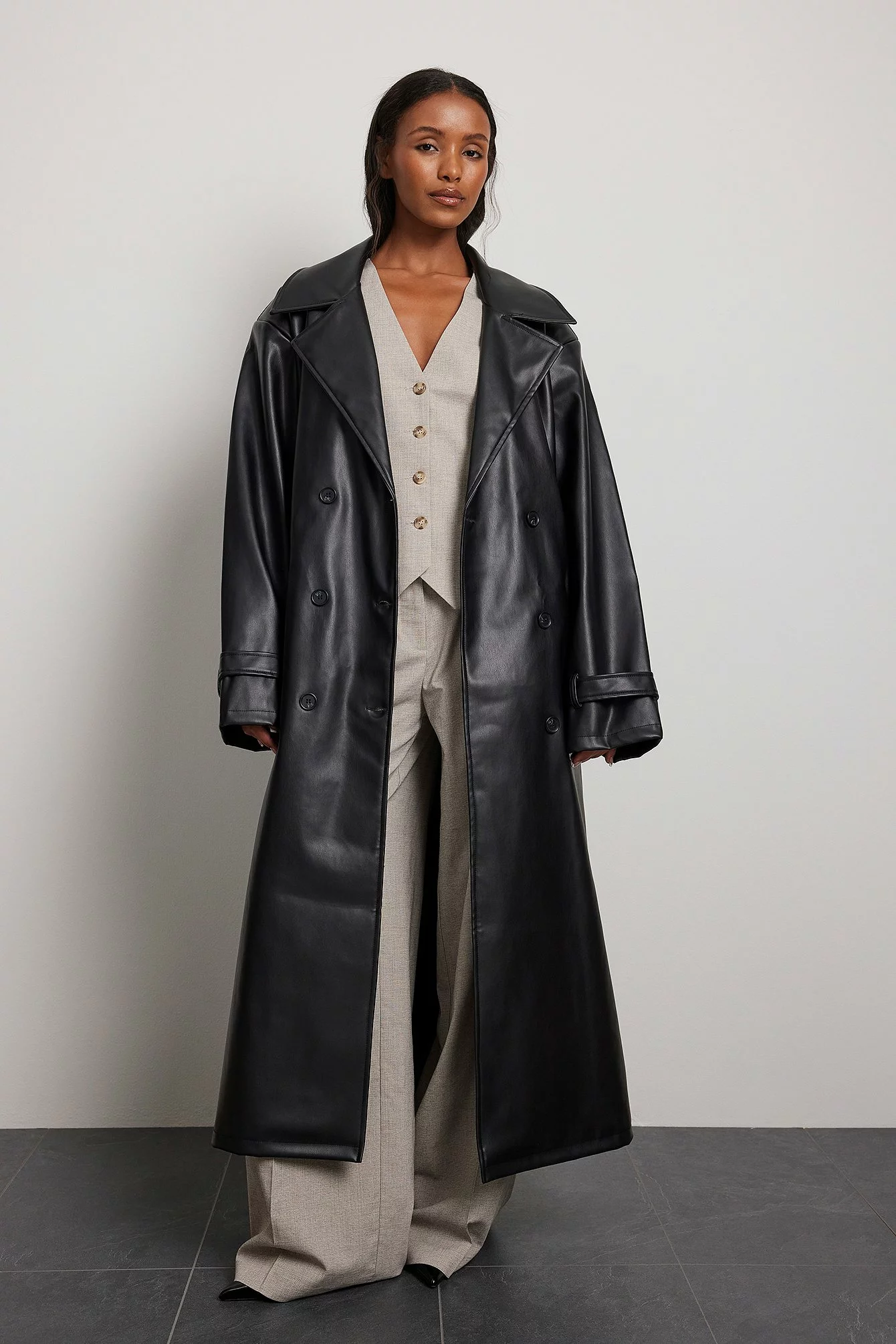 Belen Hostalet X NA-KD Pu Trench Coat - Image 3