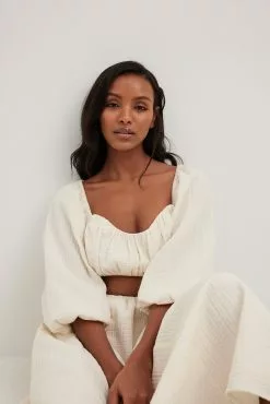 Handpicked X NA-KD Puffy Sleeve Cropped Blouse