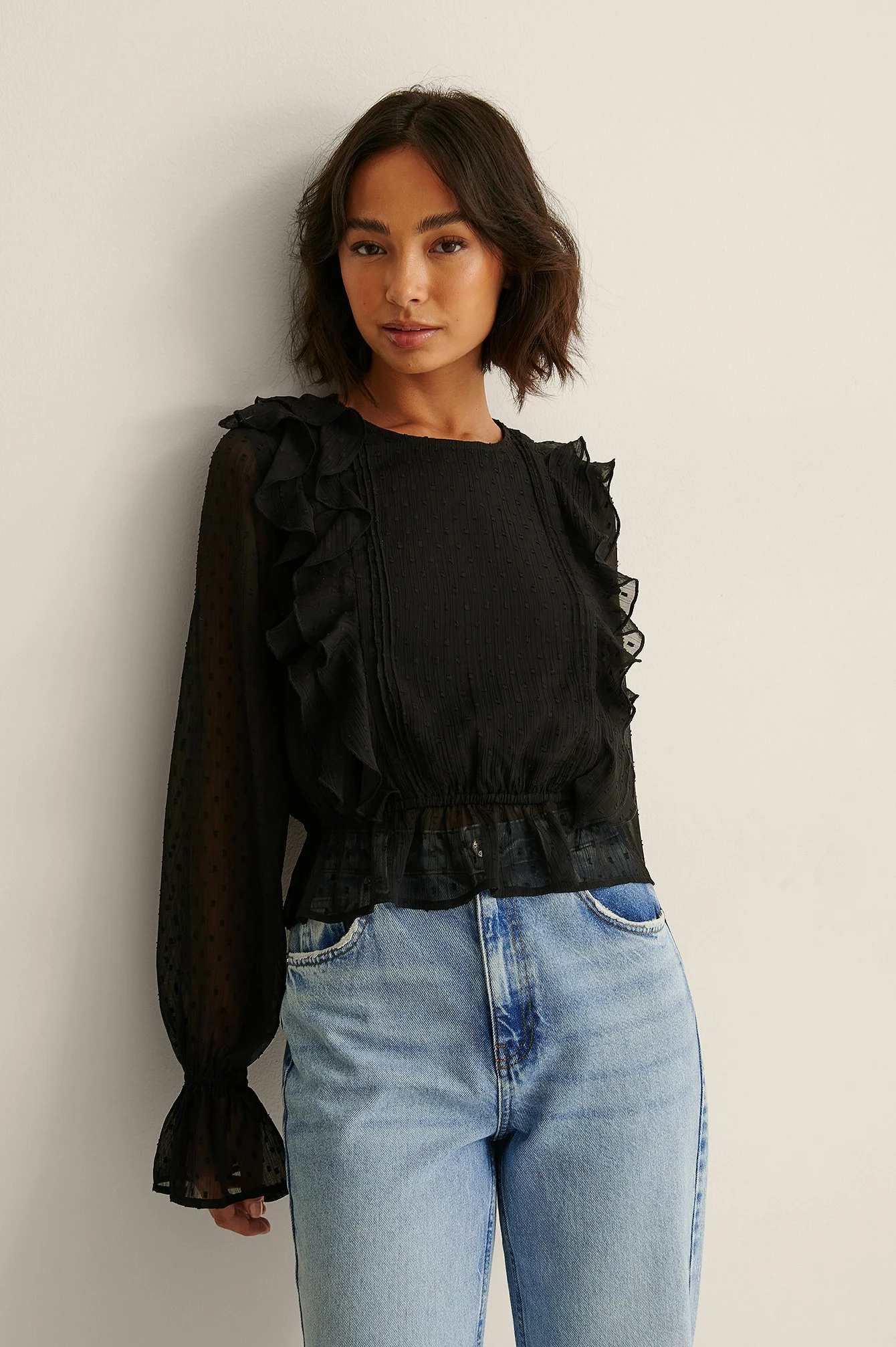 NA-KD Boho Dobby Multi Frill Blouse - Image 10