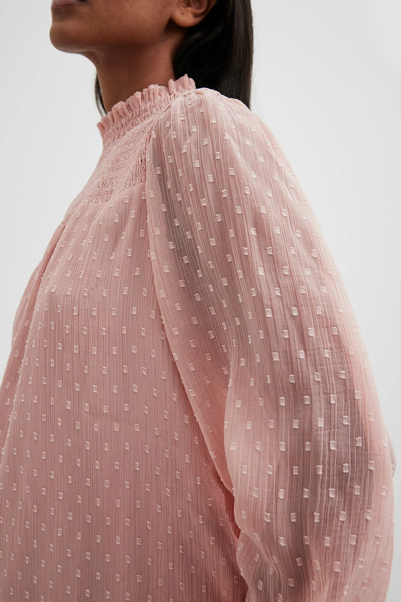 NA-KD Boho Recycled Dobby Smocked Frill Neck Blouse - Image 8