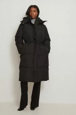 NA-KD Recycled Long Padded Belted Jacket