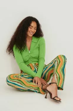 NA-KD Trend Recycled Printed Side Slit Pants