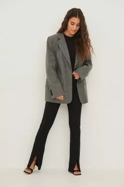 NA-KD Ribbed Front Slit Detail Pants