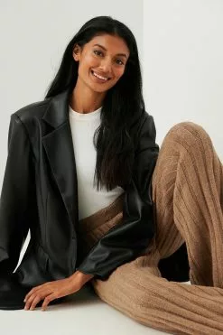 NA-KD Ribbed Knitted Wide Pants