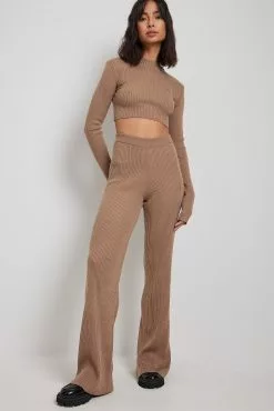 Angelica Blick X NA-KD Ribbed Waistband Trousers