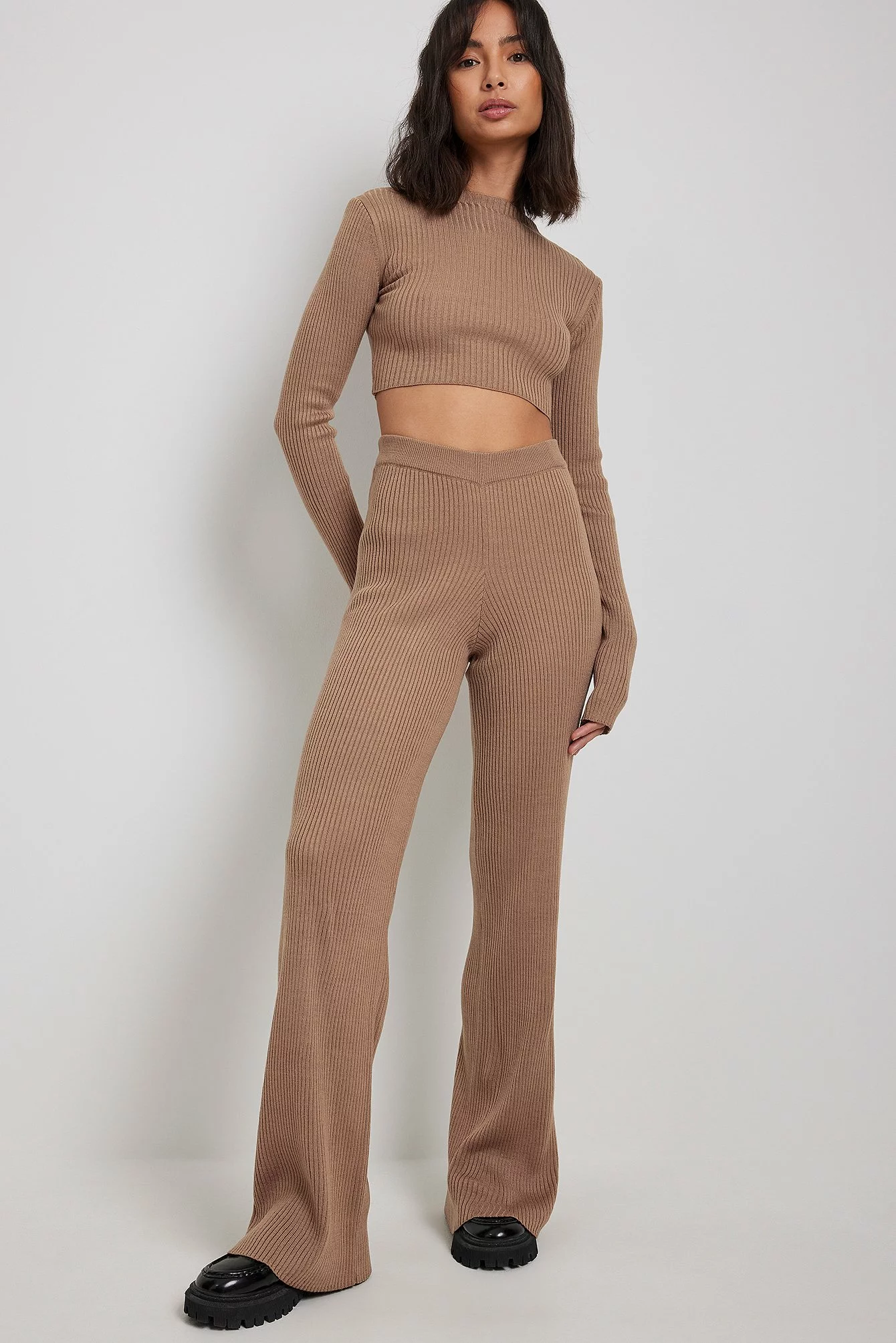 Angelica Blick X NA-KD Ribbed Waistband Trousers