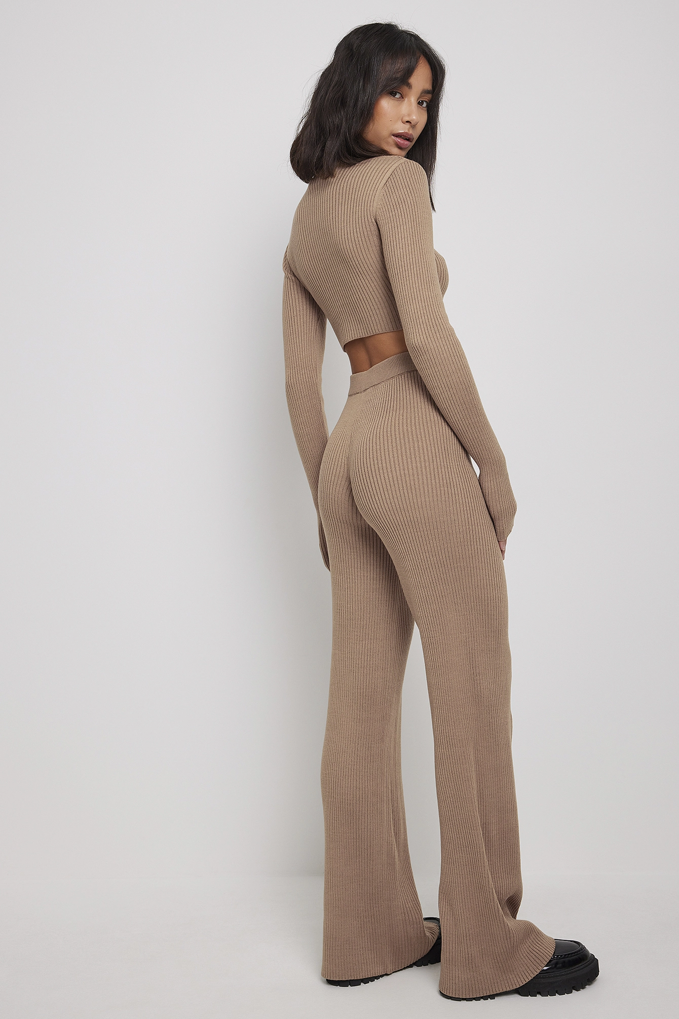 Angelica Blick X NA-KD Ribbed Waistband Trousers - Image 2