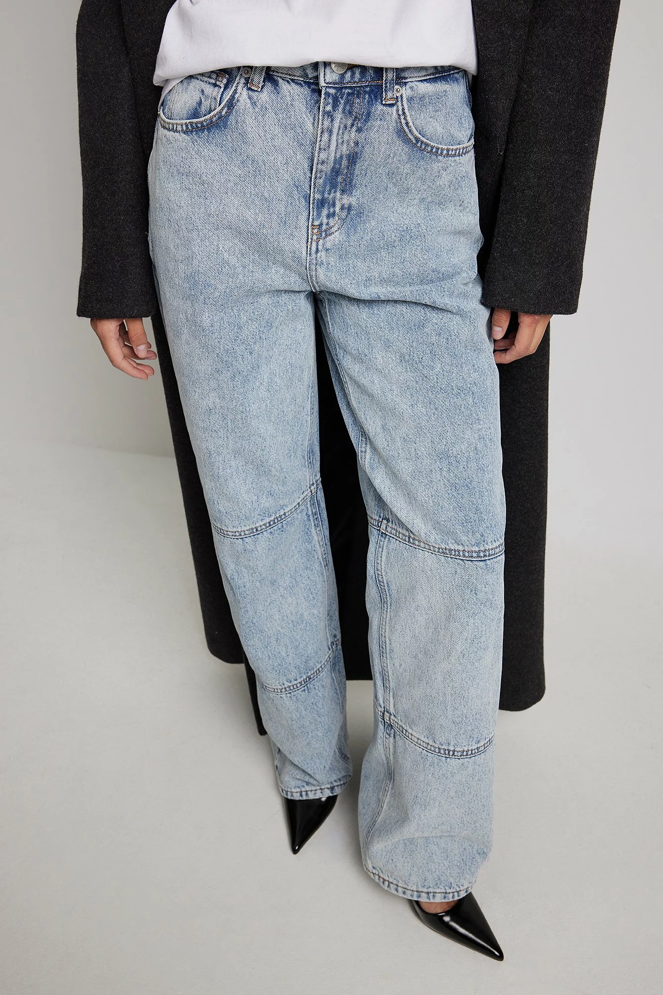 NA-KD High Waist Full Length Jeans With Seam Details - Image 5