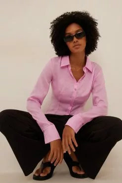 NA-KD Party Shiny Long Sleeve Shirt