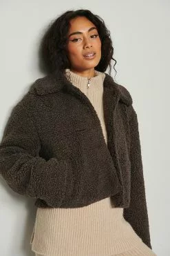 NA-KD Short Fluffy Teddy Jacket