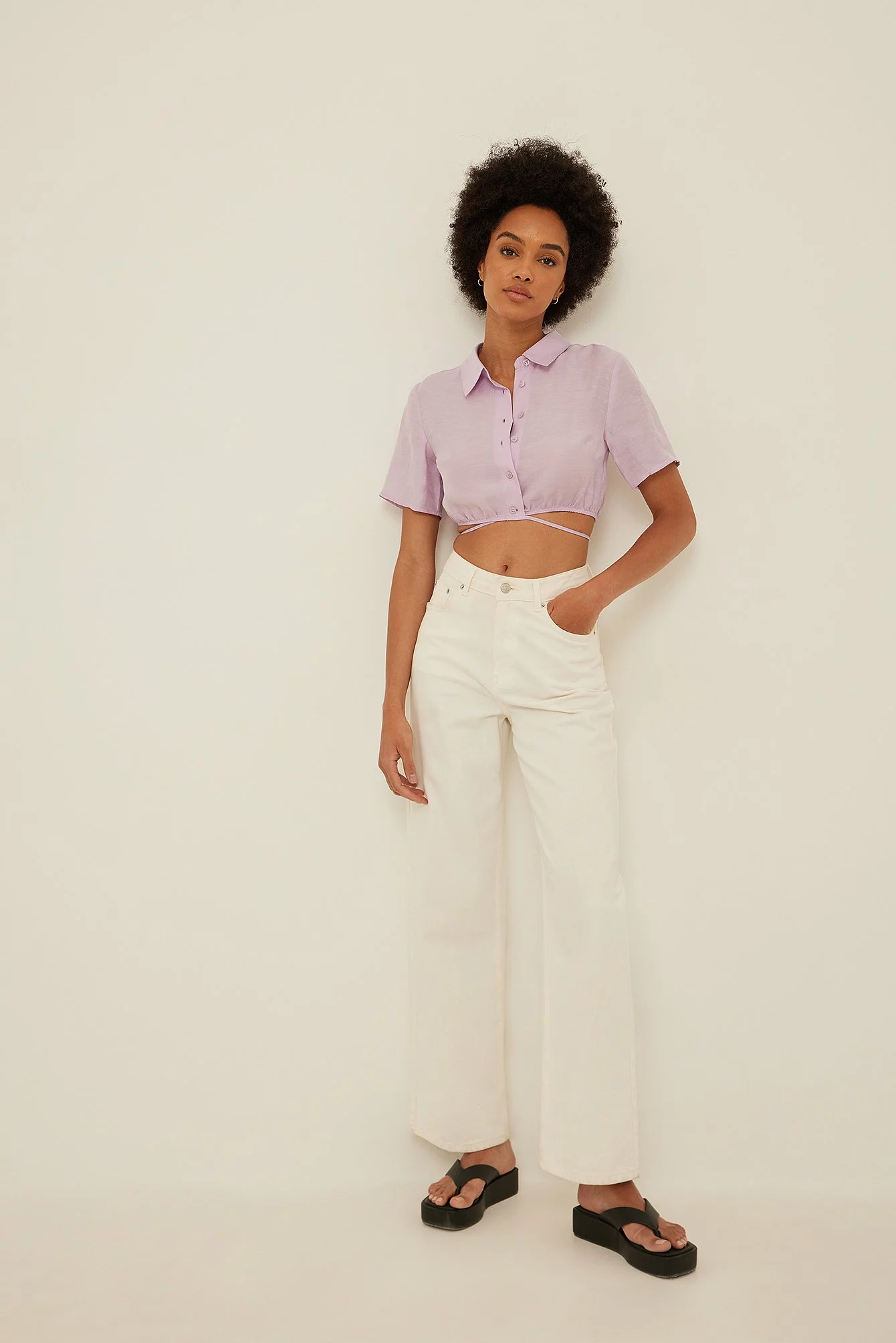 NA-KD Short Sleeve Linen Blend Shirt - Image 7