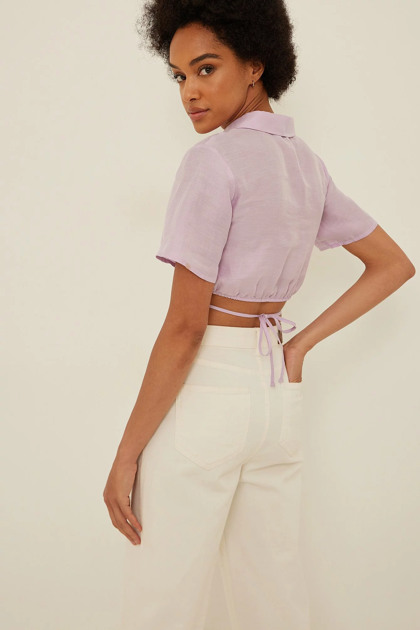 NA-KD Short Sleeve Linen Blend Shirt - Image 6