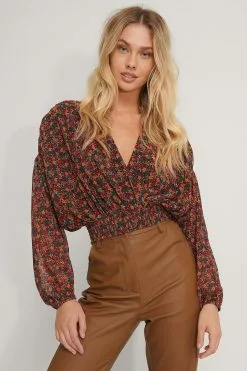 NA-KD Boho Smocked Waist Loose Blouse