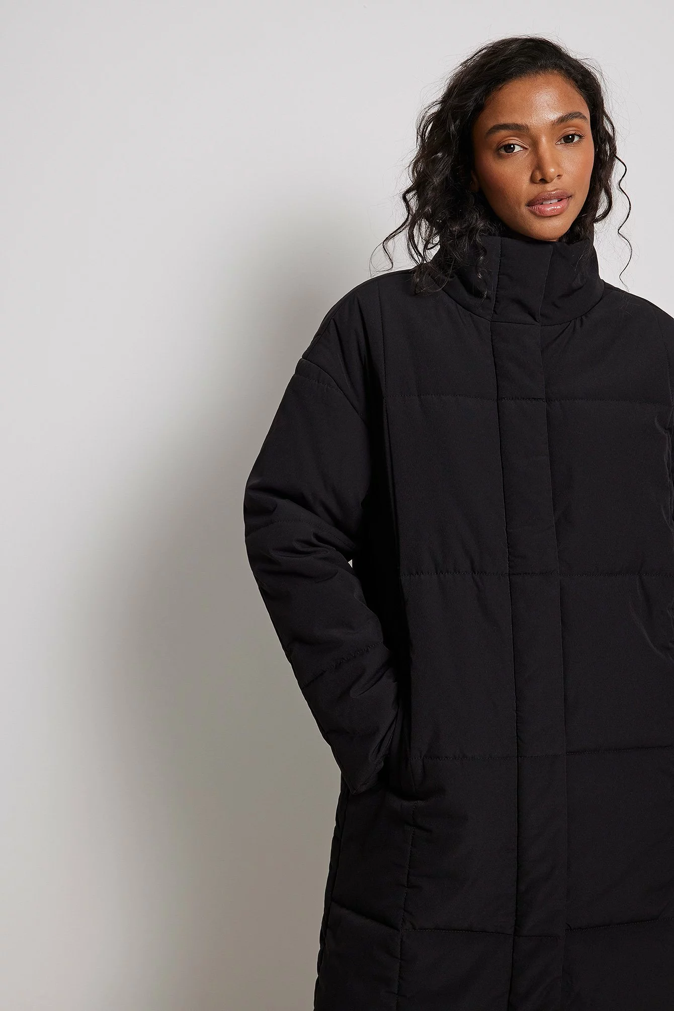 NA-KD Square Padded Long Jacket