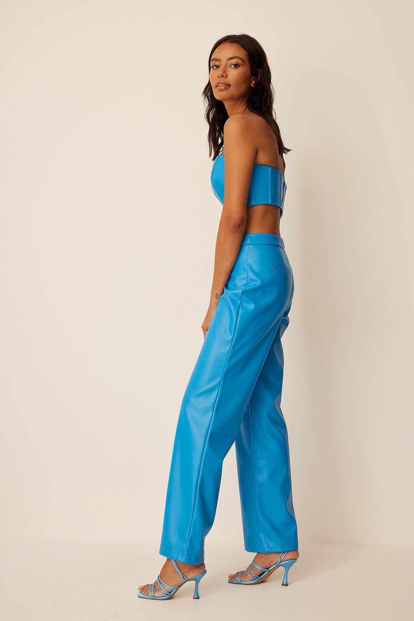 NA-KD Classic Straight Fit PU Trousers - Image 3