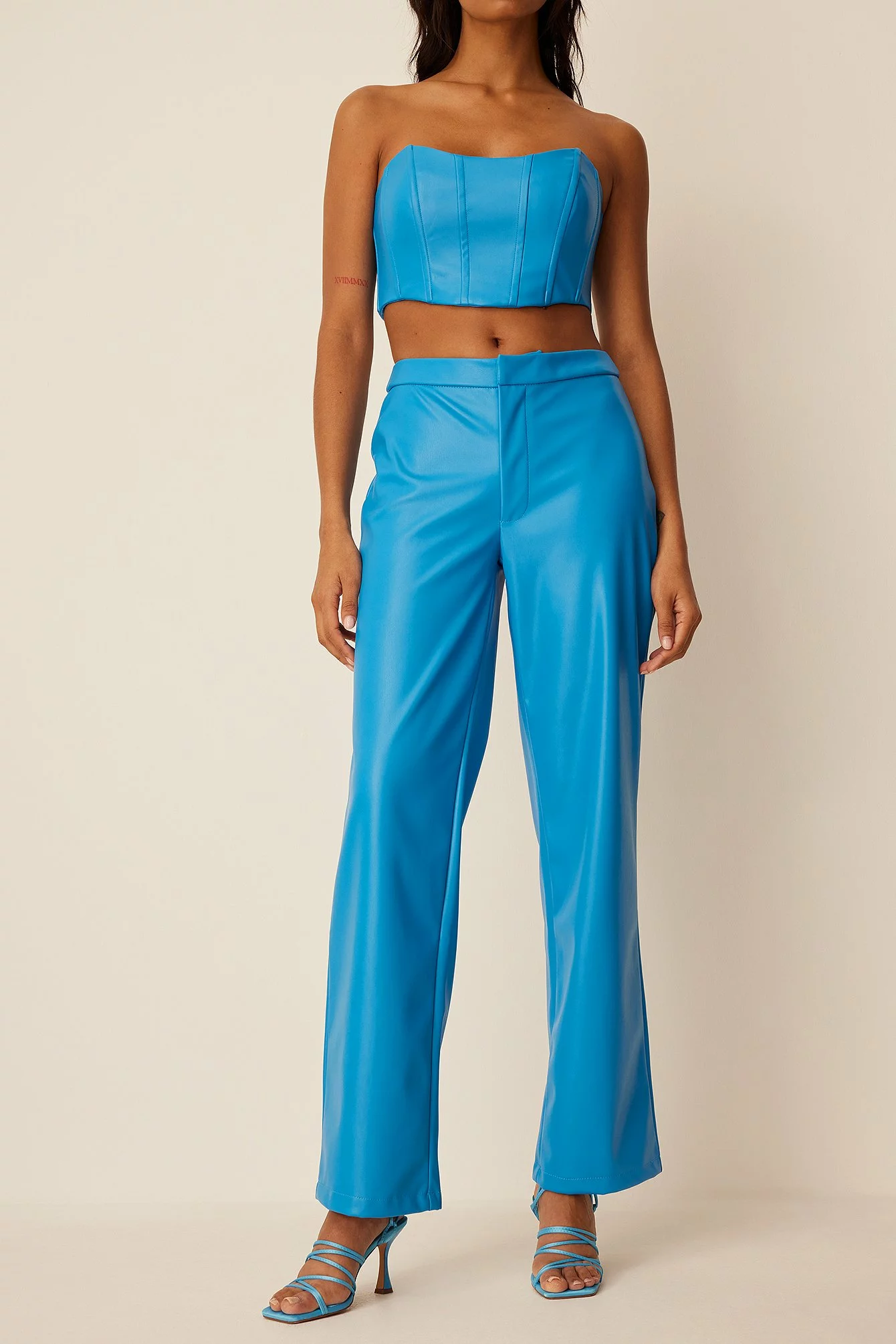 NA-KD Classic Straight Fit PU Trousers - Image 5