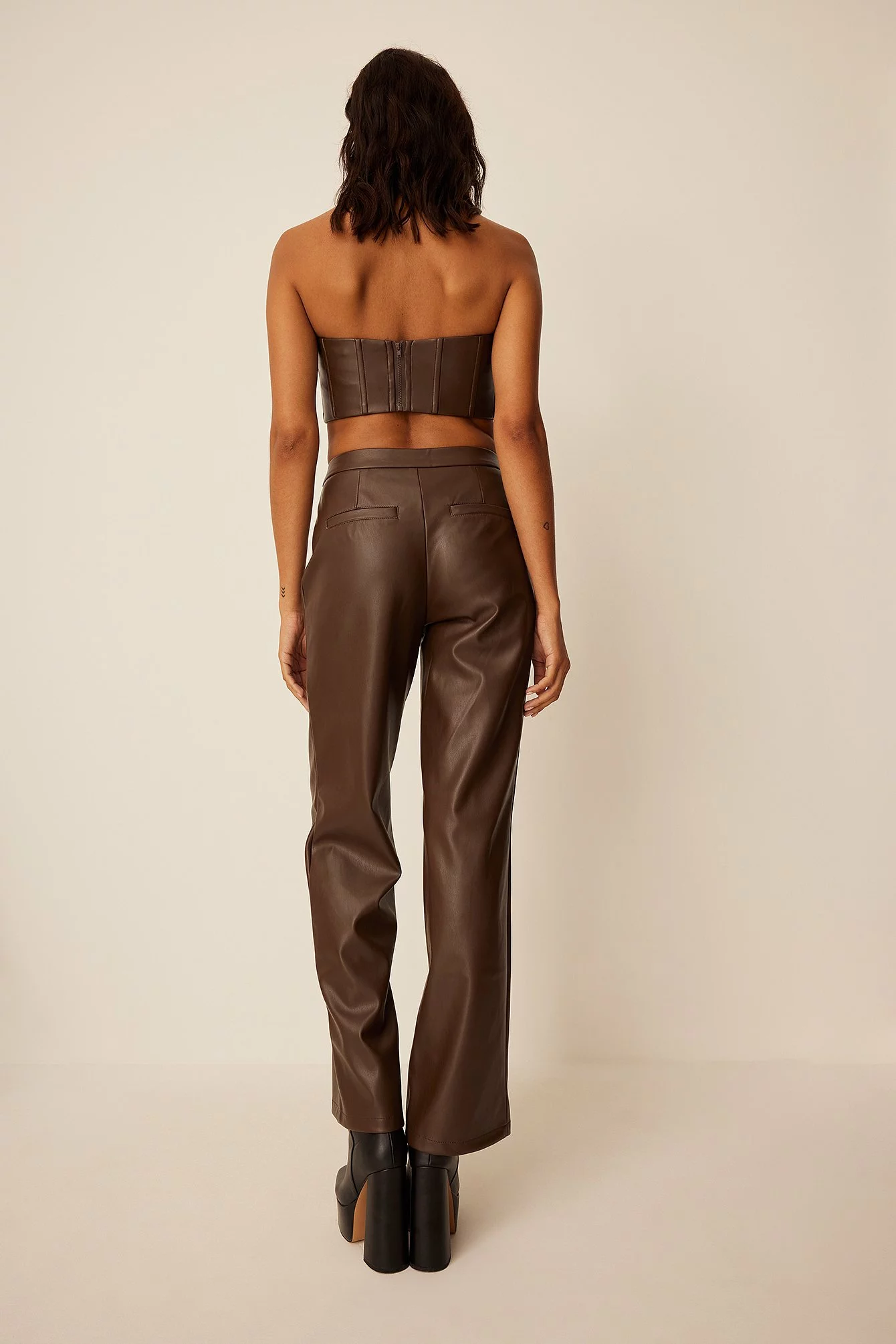 NA-KD Classic Straight Fit PU Trousers - Image 7
