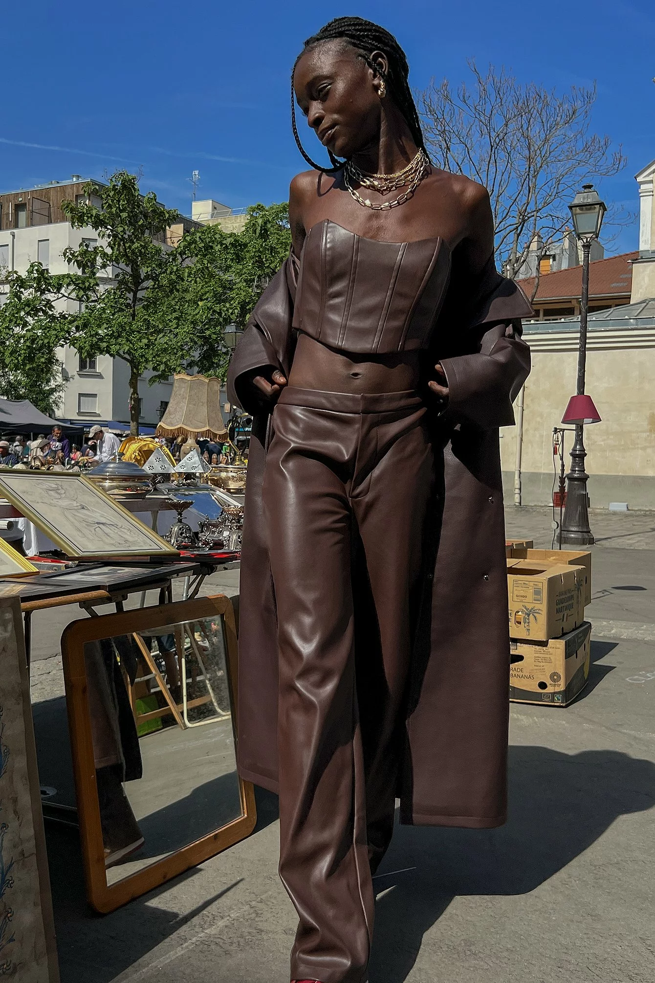 NA-KD Classic Straight Fit PU Trousers - Image 10