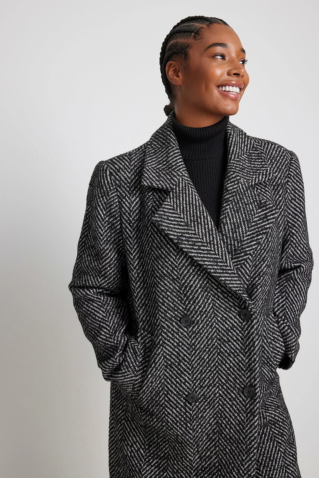 NA-KD Trend Straight Herringbone Coat - Image 5