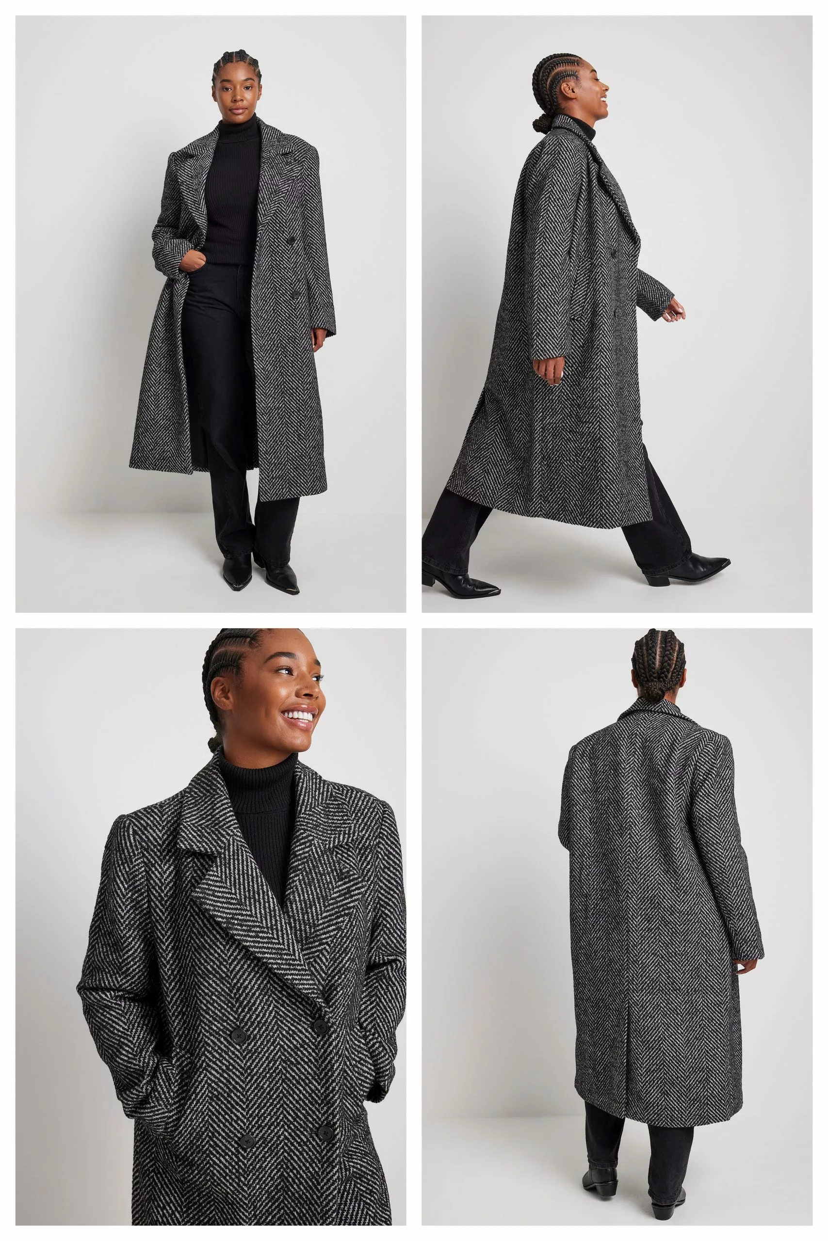 NA-KD Trend Straight Herringbone Coat