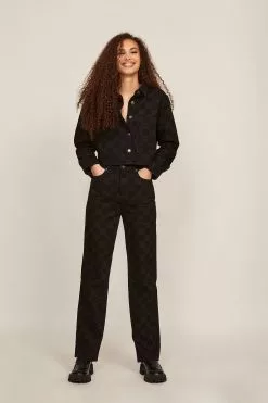 NA-KD Straight Leg Printed Denim