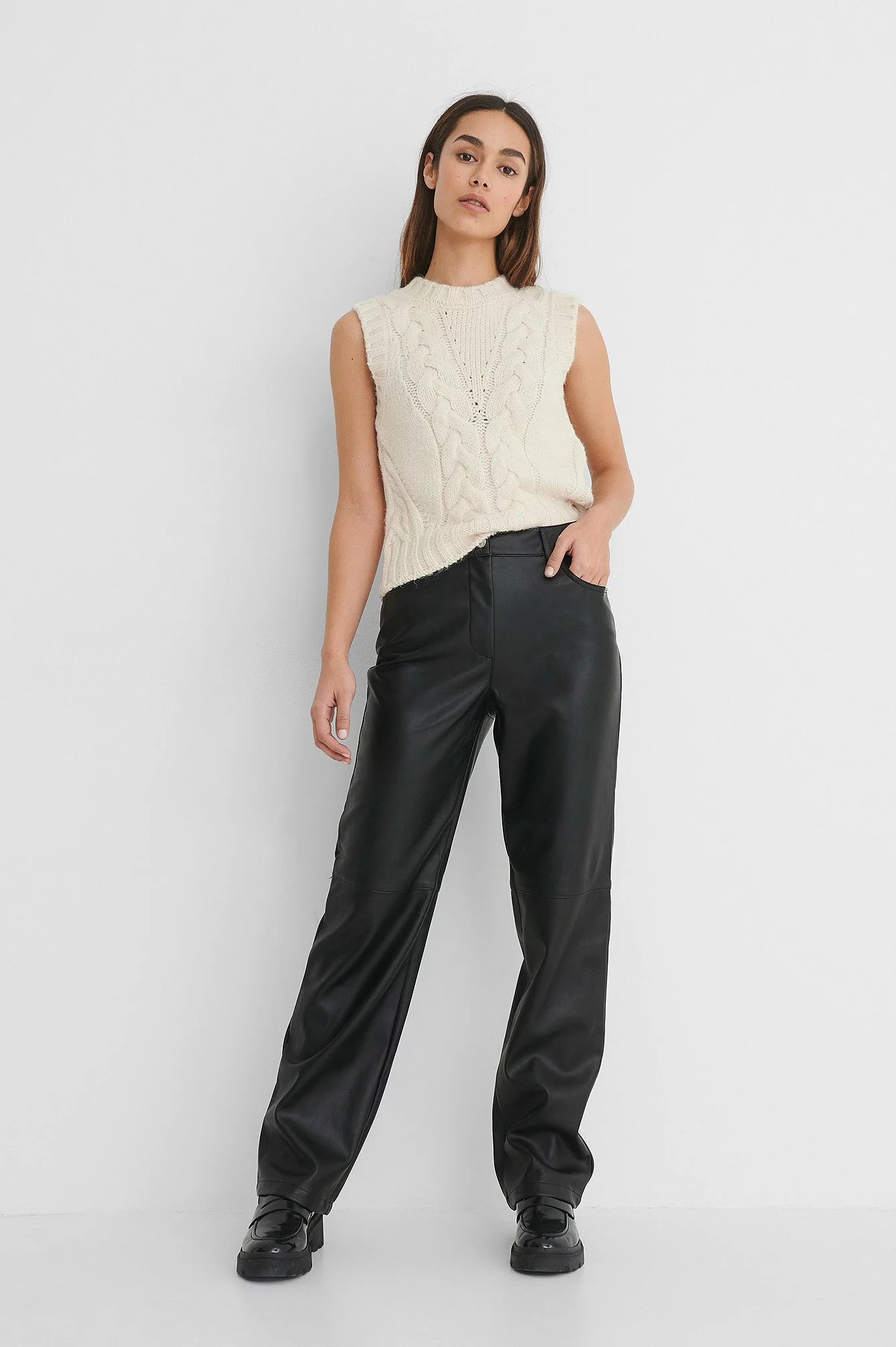 NA-KD Trend Straight PU Pants - Image 24