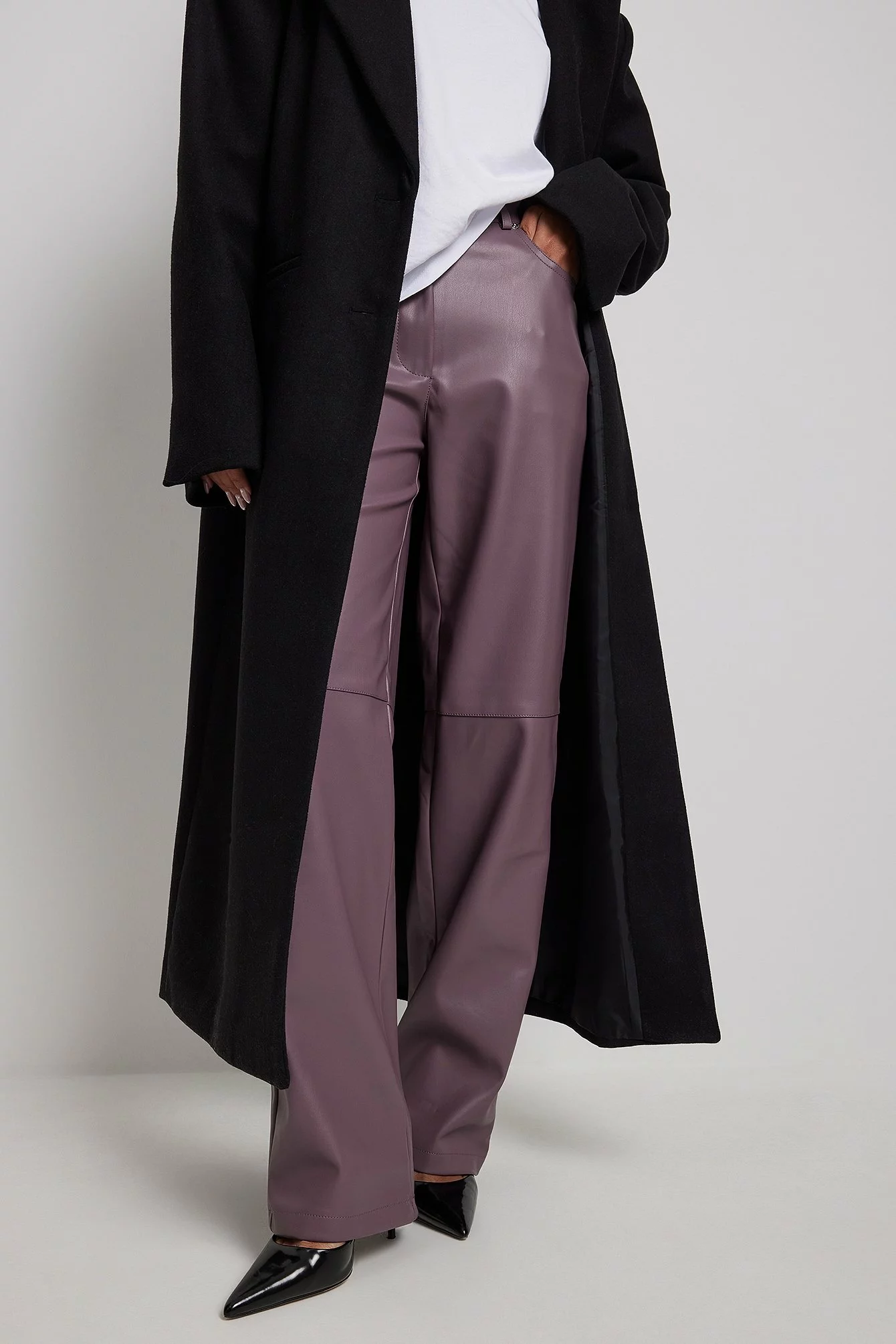 NA-KD Trend Straight PU Pants - Image 7